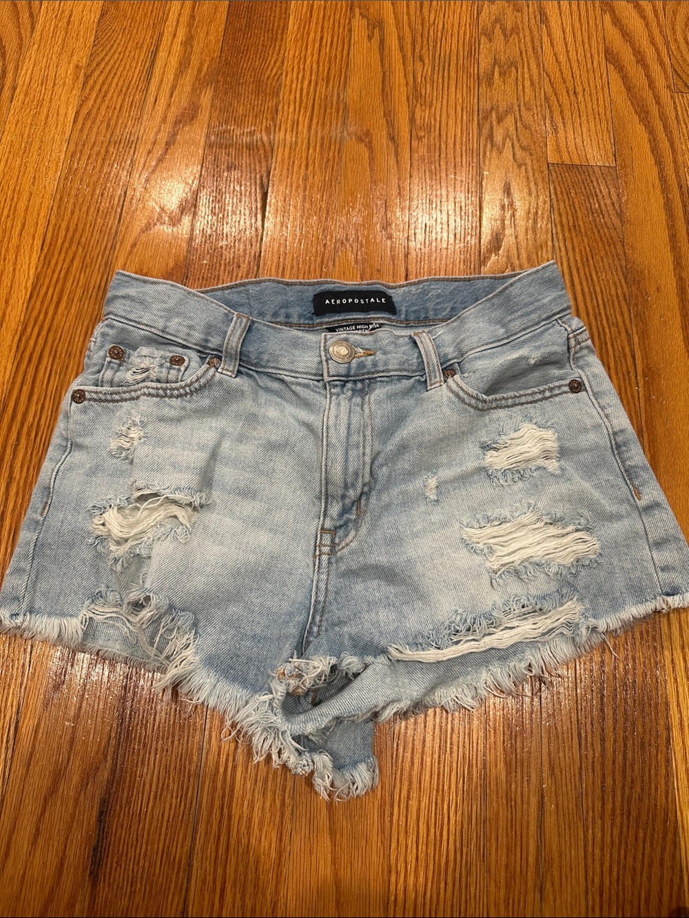 Aeropostale Distressed Light Blue Denim Cutoff Shorts
